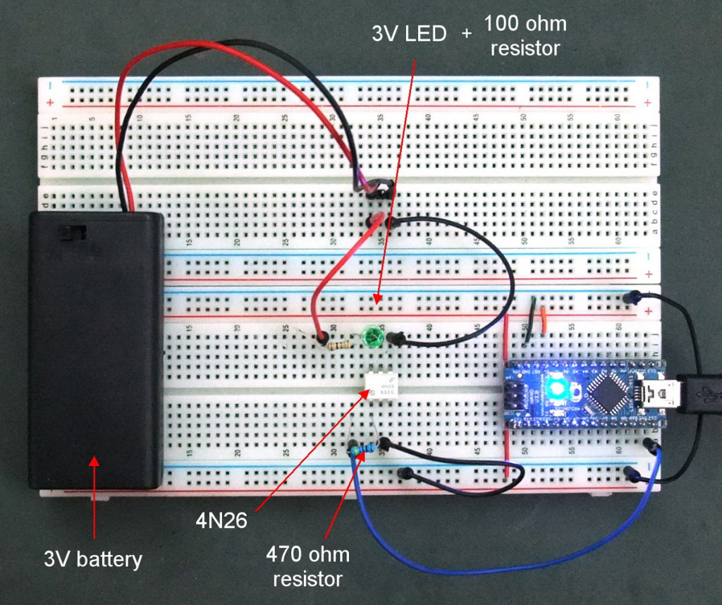 4N26 optocoupler test circuit