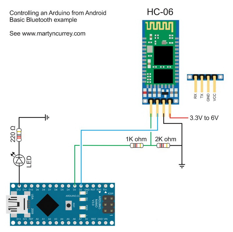 Turning a LED on and off with an Arduino, a HC-06 and ... 10 raspberry pi led wiring diagram 