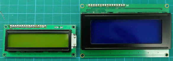 A 16x2 and a 20x4 character LCD display